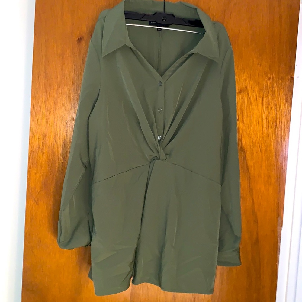 Lane Bryant olive green collared shirt